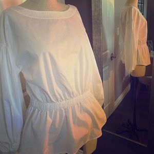 Banana Republic cinched waist puff sleeve top Med